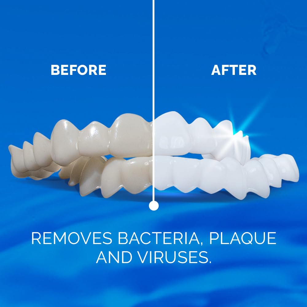 Retainer Cleaner Tablets for Invisalign Approved for Ultrasonic Cleaners - 30 Denture Cleaning Tablet for Aligners, Night Guard, Mouth Guard - Denture Cleaners Tablet 1-Month Supply