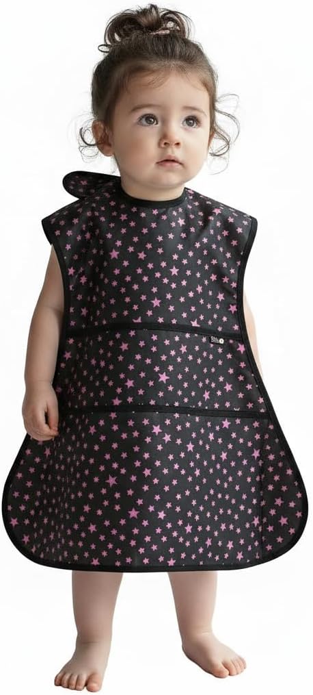 Full Coverage Waterproof Feeding Bib for Toddlers – Extra Long Apron Bib for Mealtime, Self-Feeding, High Chairn