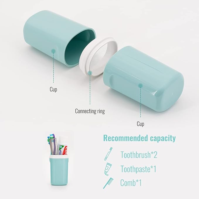 Toothbrush Travel case with 2 Packs Foldable Toothbrush .Portable Toothbrush Holders Travel for Camping Travel Business School Home (Blue)