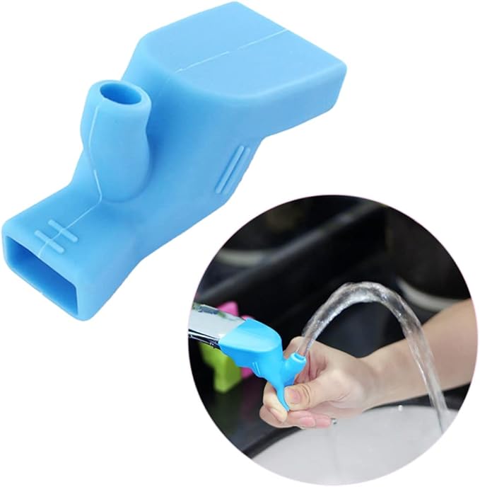 Silicone Diversion Extender Children Toddler Hand Washing Water Tap Blue