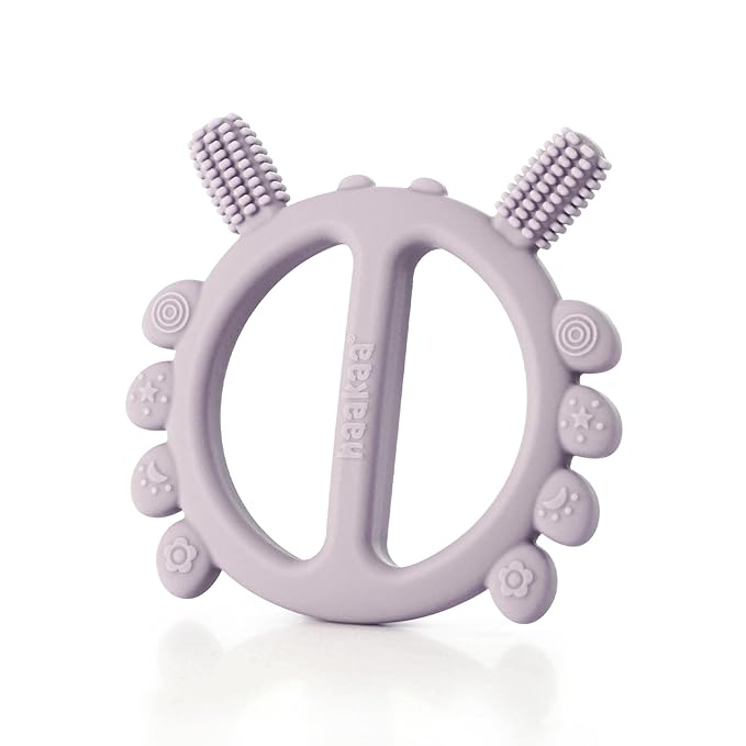 Haakaa Silicone Crab Baby Teether,Baby Toys,360°Baby Toothbrush Head for Infant Self-Brushing Training,Food-Grade Silicone,Lavender