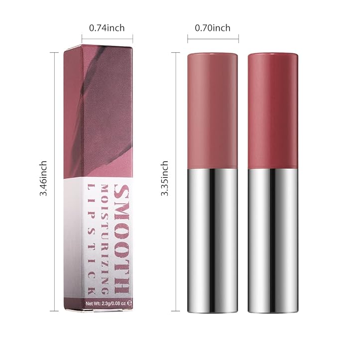 2Pcs Matte Lipstick Crayon - High Pigment Creamy Formula, Waterproof Long Lasting, Smooth Glide Application, Non-Sticklipstick, Ultra Thin Lightweight, Velvet Matte Lip Feel for Women 01#+03#