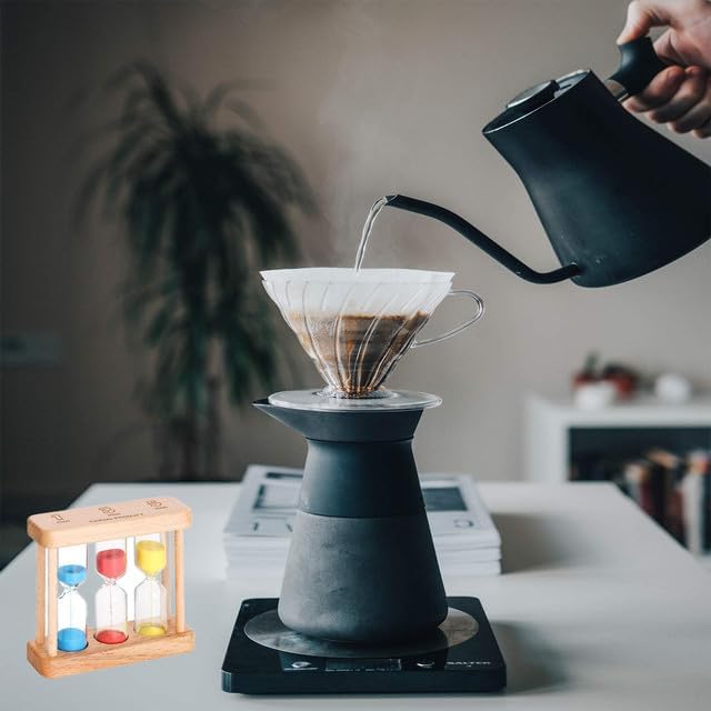 Tea 1-3-5 Minute Sand Timer Hourglass, Small Wooden Frame Blue Sand Clock, Red Colorful Sand Watch, Yellow Reloj De Arena, Unique Hour Glass Sandglass for Kids, Classroom, Home, Desk Decoration