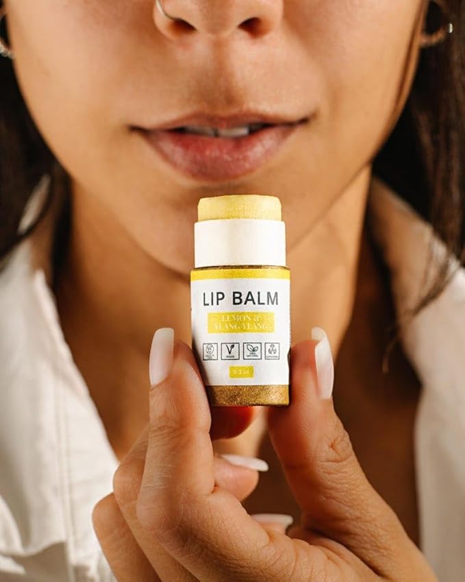 J&L Naturals Sustainable Lip Balm | Organic Ingredients, 100% Natural, Eco-Friendly | Cruelty Free, Vegan, Paraben Free, Silicone Free (Lemon & Ylang Ylang, 2-Piece Duo)