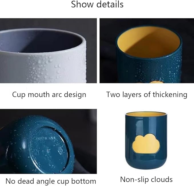 Simple Cloud Mouthwash Cup - Creative Cute Couple's Cup (Dark Green & Light Blue)