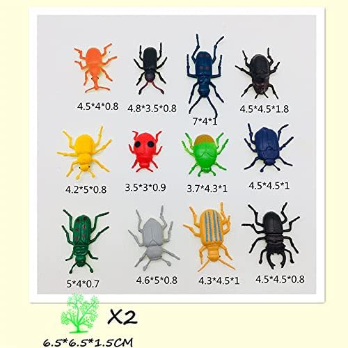 SmilerSmile Animal Assorted Mini Plastic Figures Toy Set, Educational Party Cake Topper, Goody Bag Filler (12pcs Beetle)