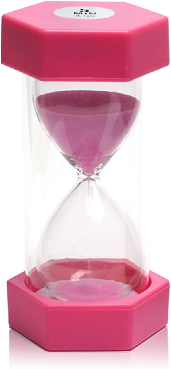 5 Minutes, Sand Timer, Hourglass Sandtimer, Kitchen Timer Digital for Cooking, Sandclock for Games, Classroom, Kitchen, Toothbrush Timer, Decoration, Pink