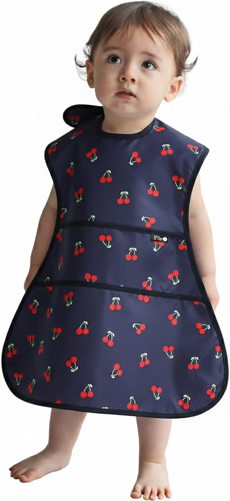 Full Coverage Waterproof Feeding Bib for Toddlers – Extra Long Apron Bib for Mealtime, Self-Feeding, High Chairn