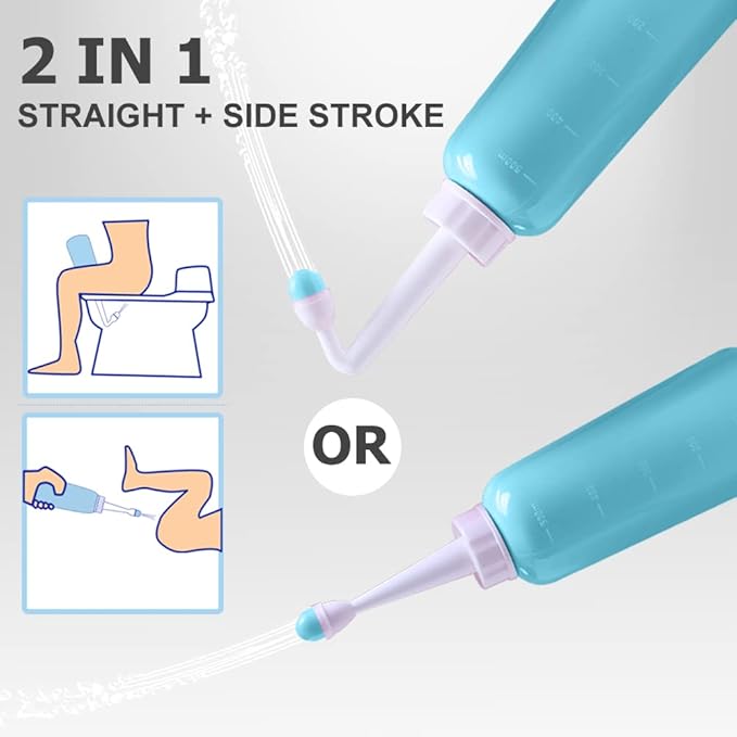 Peri Bottle - Postpartum and Perineal Care - 2 in 1 Portable Bidet - Portable Travel Bidet Sprayer for Women or Men- Handheld Jet Spray Bottle for Toilet (500ML, Green)