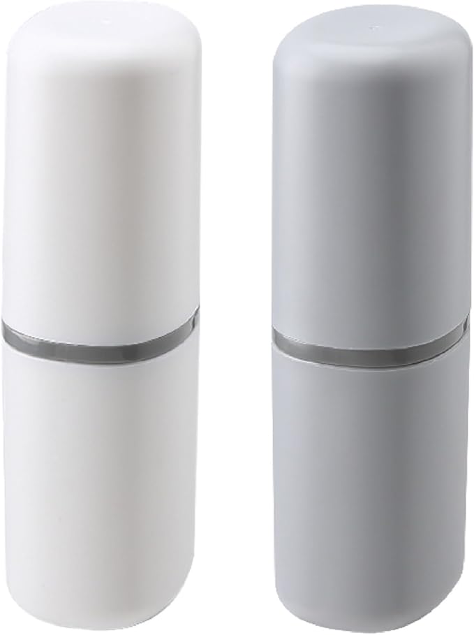 2PCS Toothbrush Travel Case,Multi-Function Portable Toothbrush Cove,Dustproof Toothbrush Holder,Suitable for Business Camping Travel or Daily Use(White + Gray)