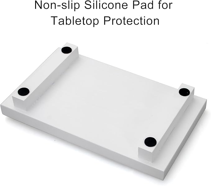 Farmhouse Bathroom Vanity Tray Wooden Kitchen Soap Sink Trays Modern Wood Riser Pedestal Stand Dish Soap Dispenser Holder for Kitchen Counter Decor White Bathroom Organizer Accessories Decorative Tray