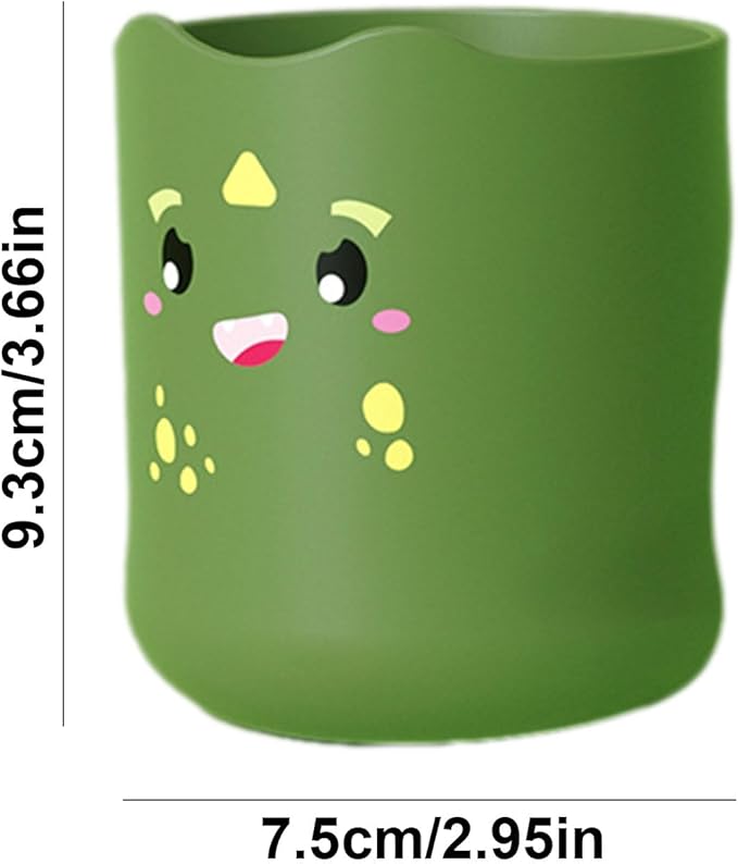 Kids Toothbrush Cup, 300ml Cartoon Toothpaste Holder and Cup, Kids Multi-Purpose Cup Mouthwash Cup Toothbrush Holder with Double Handles for Bathroom Vanity,Sink (A)