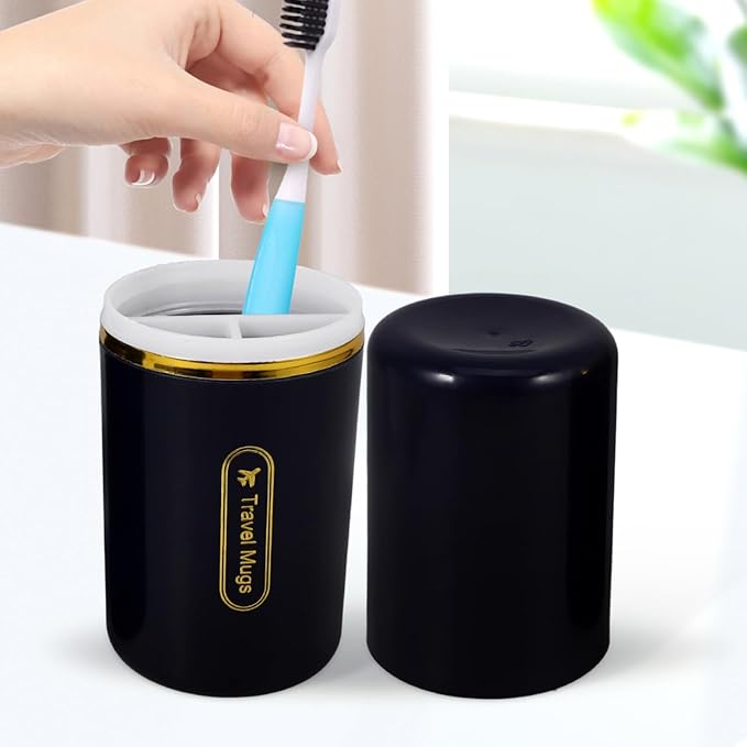 Travel Toothbrush Box - 2Pcs Portable Toothbrush Holder with 2 Slots for Toothbrushes and Cups Ideal for Travel Camping and Home Use