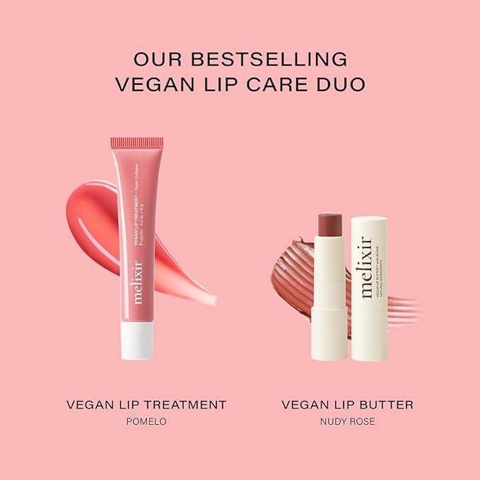 Melixir Vegan Lip Care Duo, Holiday Gift Set for Women, Christmas Stocking Stuffers, Hydrating Tinted Chapstick & Lip Gloss, Collagen & Shea Butter for Dry Lips, Trendy Lip Balm Kit for Teen Girls