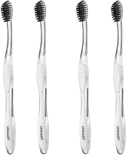 LINHART Extra Soft Toothbrush – Teeth Whitening Toothbrush with Multi Length Bristles, 4 Pack