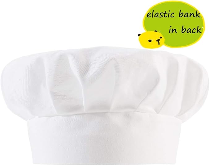 Kids Apron and Chef Hat Set, Adjustable Cotton Child Aprons with Large Pocket White Girls Boys Kitchen Bib Aprons for Cooking Baking Painting