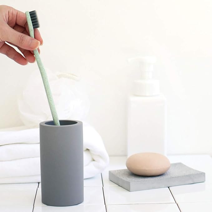 2 Pack Toothbrush Holder Cup for Bathroom Diatomite, Water Absorption Fast Drying Toothbrush Bathroom Accessories for Electric Toothbrush Toothpaste Razor Makeup Brush (Dark Grey)