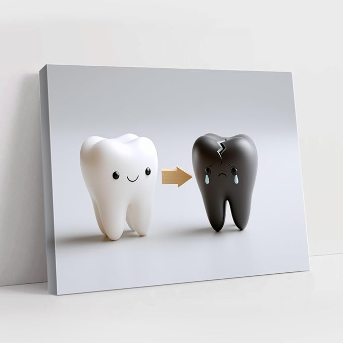 SchindlerBang Watercolor Dental Gift Print,Adorable Cartoon Tooth Art,Great for Graduations,Clinics,or Medical Office Decor 16x24inch Ready to Hang