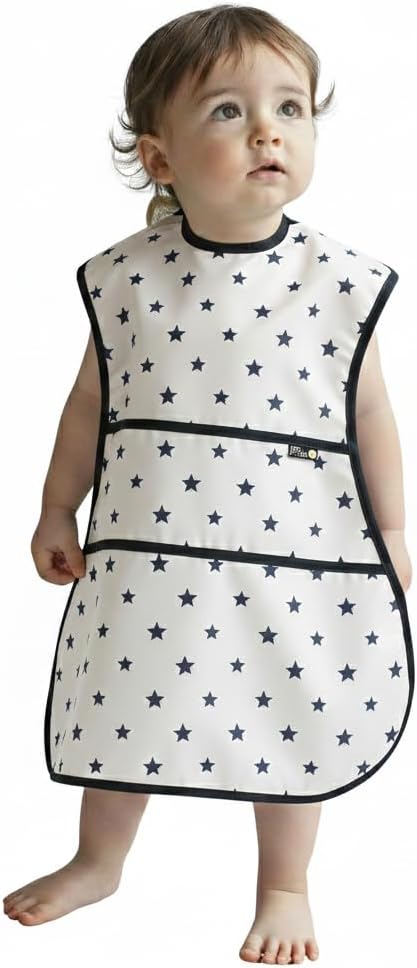 Full Coverage Waterproof Feeding Bib for Toddlers – Extra Long Apron Bib for Mealtime, Self-Feeding, High Chairn