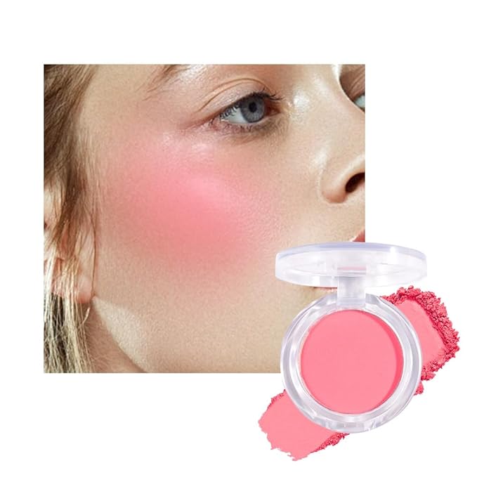 Matte Powder Blush for Cheeks – Long Lasting Natural Face Blusher Makeup, Lightweight Blendable Cheek Color for Women, Vegan & Cruelty-Free – #04 Hot Pink