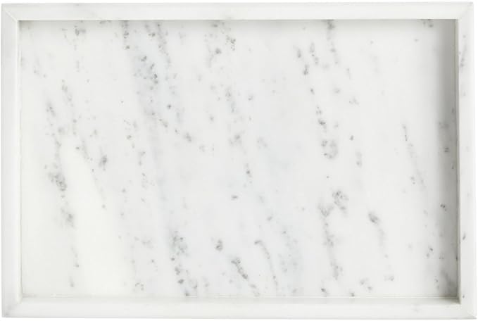 Juvale Large Marble Vanity Tray - Jewelry & Cosmetic Organizer with Drawer Organizer - Bathroom Display with Soap Tray - Home Accent Piece with Marble Decor - 11.7 x 7.7 x 1.1 in White