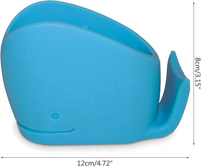 Kids Toothbrush Holder, Cute Whale Toothbrush Holder for Kids, Silicone Animals Toothpaste Holder Organazer for Children Blue