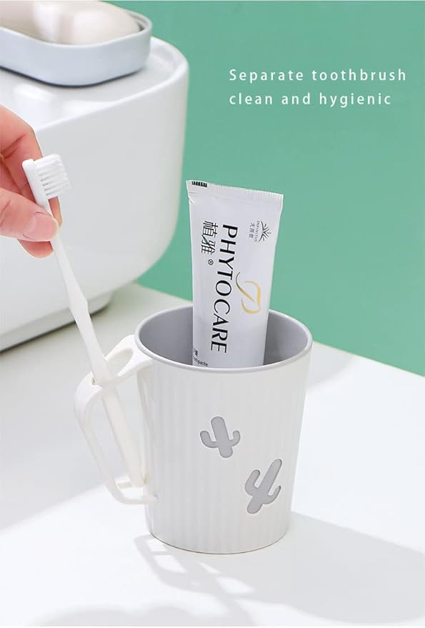 Awhale, 2pcs Children's Bathroom Mouthwash Cup, 360ML, PP Material Anti-Drop Toothbrush Cup (Green&Grey)