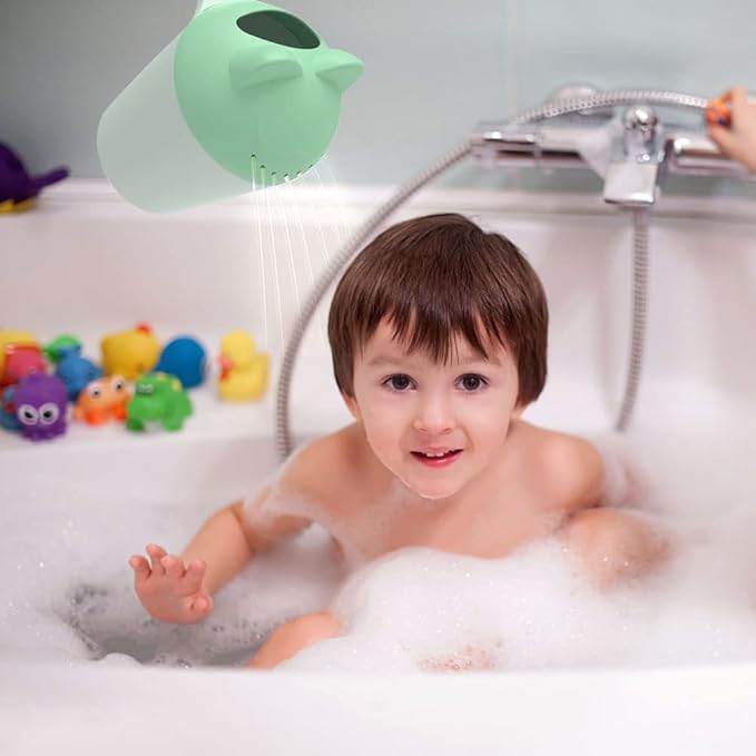 Baby Bath Rinse Cup, Cute Cartoon Cat Baby Bath Rinser Baby Rinser Pail Shampoo Rinser, Newborn Bath Shower Wash Hair Cup for Bath and Shower