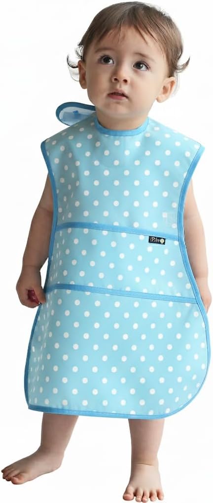Full Coverage Waterproof Feeding Bib for Toddlers – Extra Long Apron Bib for Mealtime, Self-Feeding, High Chairn