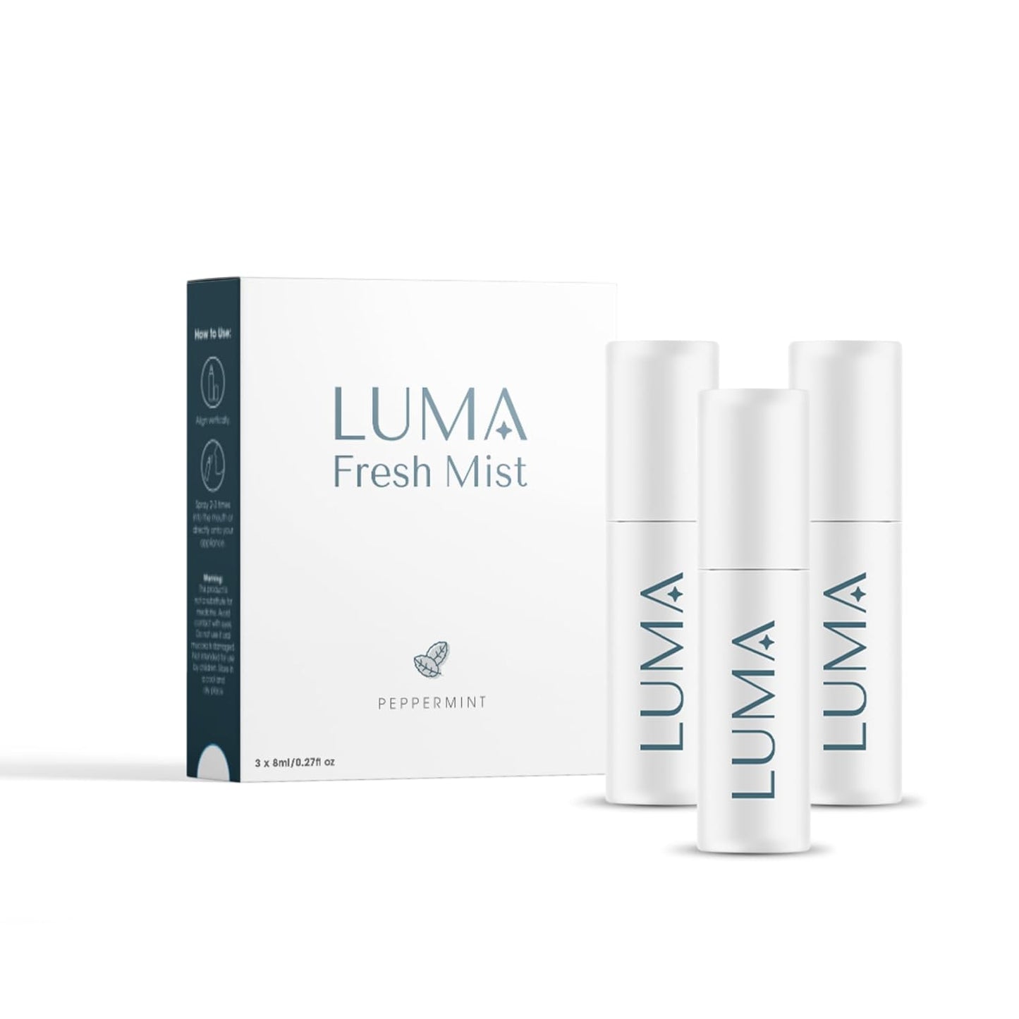 Luma Breath Mist Spray – 3 Pack – Instant Fresh Breath Spray with Mint Flavor – Sugar-Free & Alcohol-Free – Long-Lasting Portable Breath Freshener for Travel, Office, or Daily Oral Care