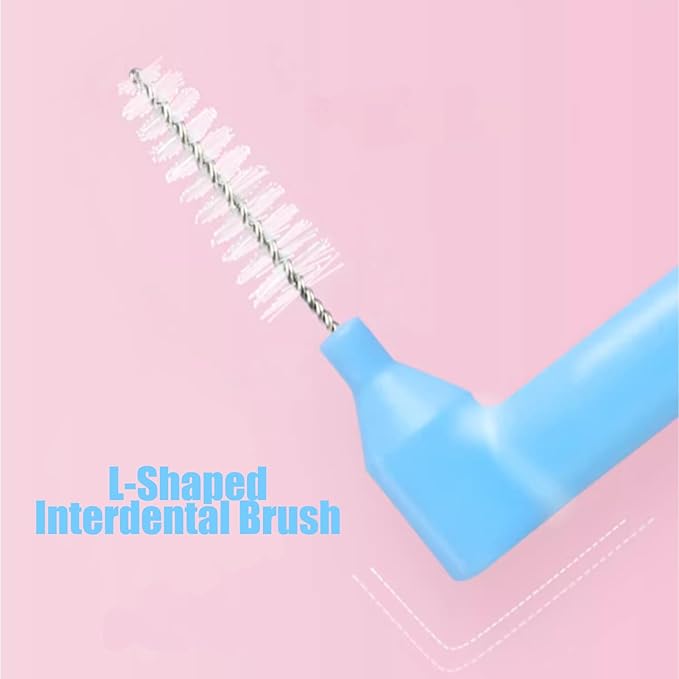 50PCS L-Shaped Interdental Brushes Braces Toothbrush Short Handle,5 Different Sizes Dental Floss Brush Angled Interdental Toothpick
