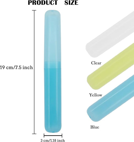 6 Pack Travel Toothbrush Containers Case Portable Plastic Breathable Toothbrush Holder Storage Dust-Proof and Sanitary for Travel Camping School Business (Blue, Yellow, Clear)