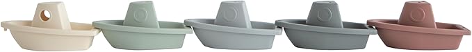 mushie Stackable Bath Boats Toy (Original) | Floating Bathtub Toys for Baby & Toddler, Set of 5 | Made in Denmark