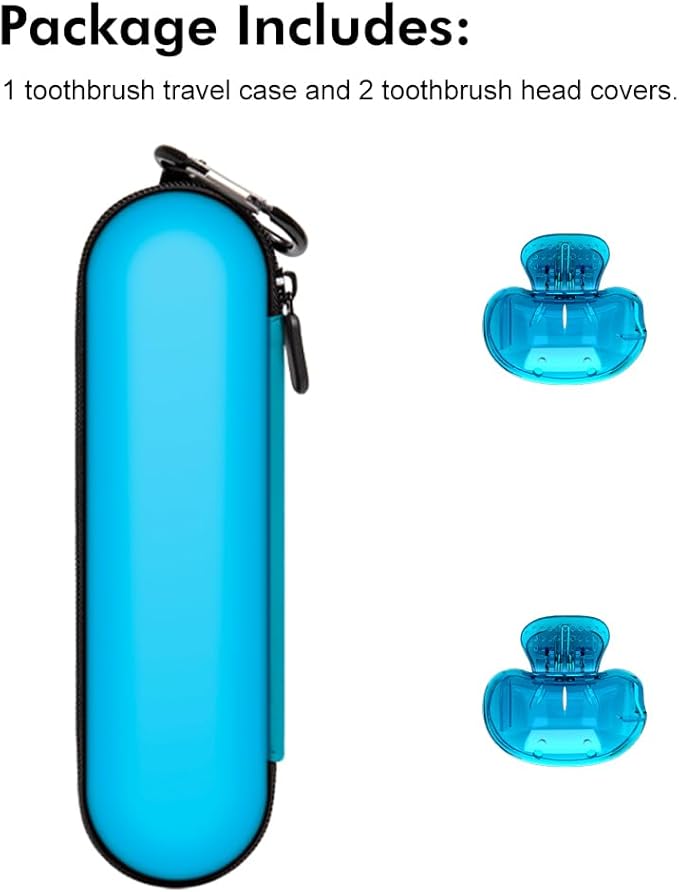 Nincha Electric Toothbrush Travel Case Compatible with Oral-B/Philips Sonicare/Colgate/Reach, and Most Electric Toothbrush, Includes 2 Universal Toothbrush Covers (Blue Case + Blue Covers)