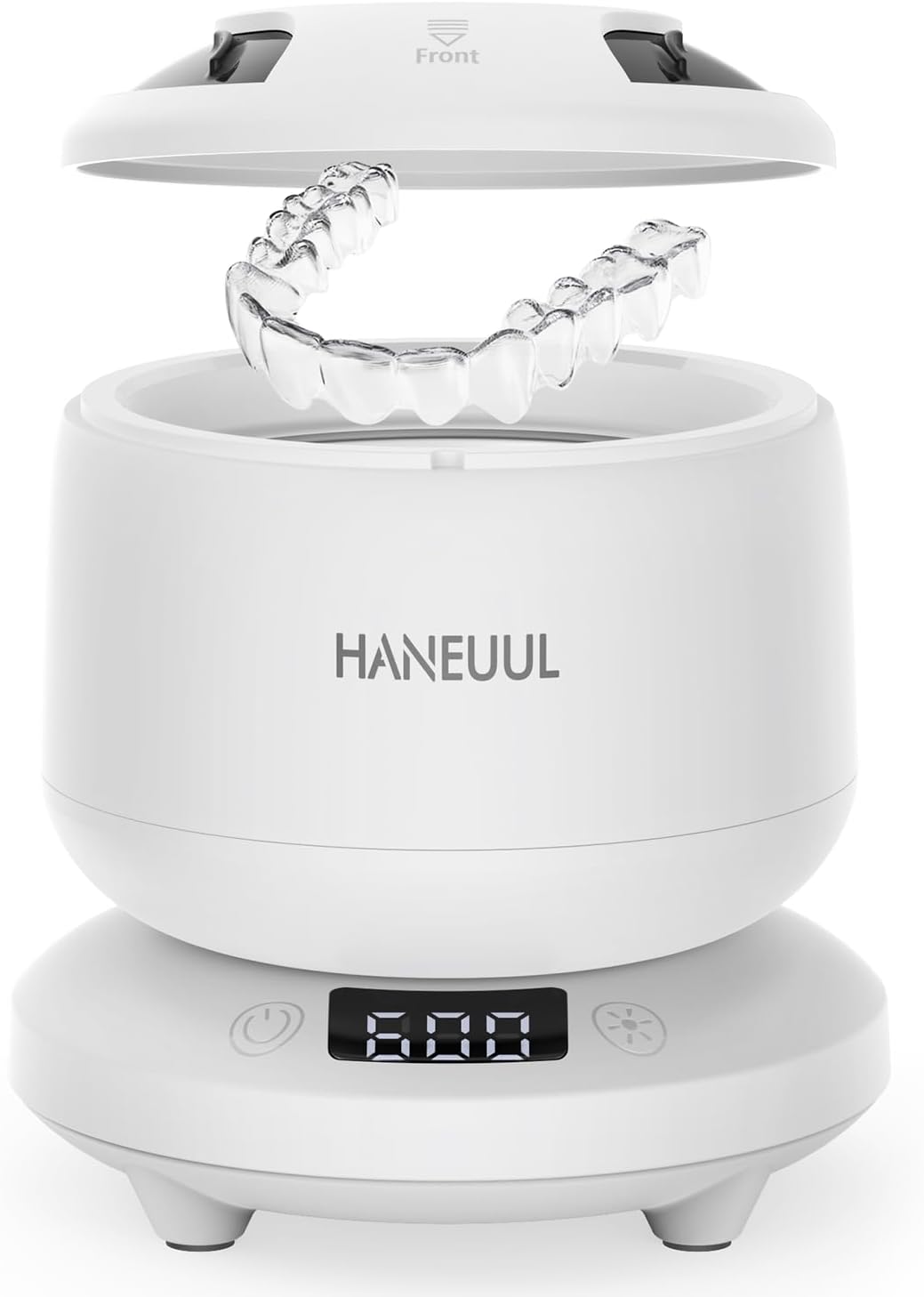 2025 Ultrasonic Retainer Cleaner for Dentures & Aligner, Durable Removable Base and Top Cover, Denture Cleaner Machine with 4 Modes for Mouth Guards, Jewelry, Rings, etc (White)