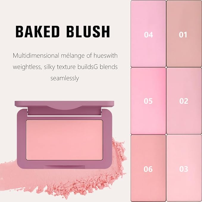 Pale Mauve Matte for Face Cheeks Blush,Natural Cream Blushes Makeup Palette, Light Monochrome Blush Creamy Powder Palette Makeup for Older Women, Blushes Eyeshadow Foundation for Every Day 06