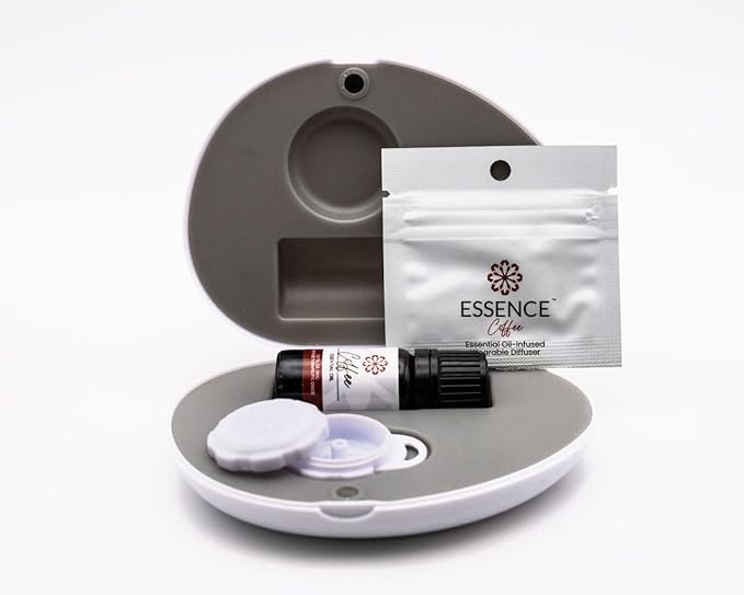 Essence Pearl Travel Case - Wearable Aromatherapy Kit with Nasal Diffuser Rings, Soaking Bay, and 5mL Essential Oil – Portable Wellness Gift Set for On?The?Go Self Care
