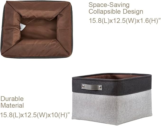DECOMOMO Storage Baskets for Shelves - Fabric Storage Bins, Linen Closet Organizers and Storage (Grey & Black, XL - 3 Pack)