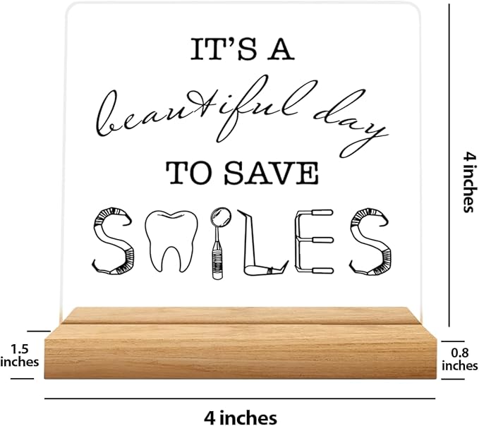 Dentist Gift Dentist Appreciation Gifts Dentist Graduation Gift for Men Women Dental Assistant Week Gifts Dental Gifts for Coworkers Dental Office Decor Acrylic Sign 4 x 4 inch