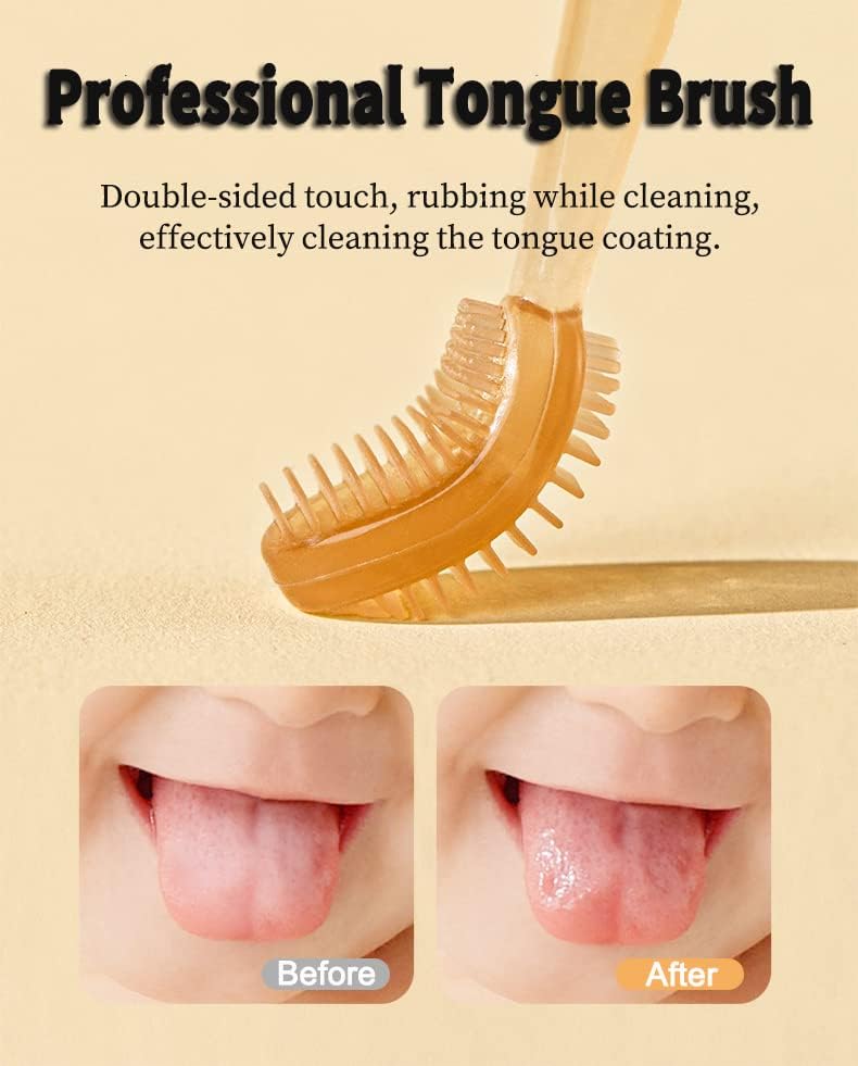 FOKiiBO Baby Silicone Toothbrush Set, Tongue Brush + Finger Toothbrush with Cup for Training Teething, 0-18M Infant Toddler Newborn Baby Teeth Brushes