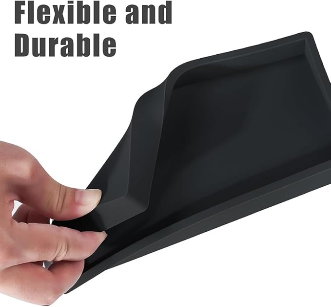 2PCS(7.87” L and 11.8” L) Silicone Soap Dispenser Tray, Kitchen soap Caddy countertop, Toilet, Black Tray for Scrubber, Lotion Bottles, Perfume, Jewelry, Candle, Key Trinket Ring-Black