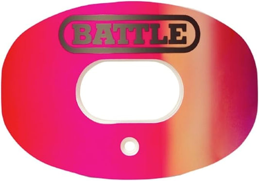 Battle Sports Iridescent Oxygen Football Mouthguard - Football Mouth Guard with Strap, Superior Airflow and Better Performance, Maximum Breathability, Works with Braces - Chrome Red/Purple