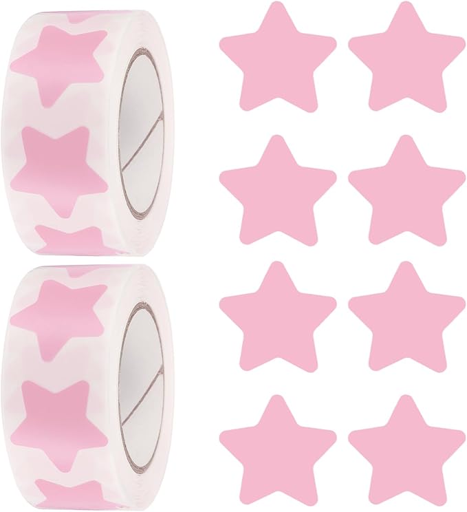 PATIKIL Star Stickers Roll 1 Inch(25mm), 1000pcs Reusable Self-Adhesive Star Labels for Reward Behavior Chart Teachers Business Decorating Wedding Crafts, Pink