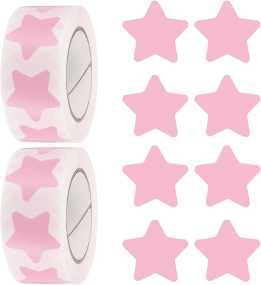 PATIKIL Star Stickers Roll 1 Inch(25mm), 1000pcs Reusable Self-Adhesive Star Labels for Reward Behavior Chart Teachers Business Decorating Wedding Crafts, Pink