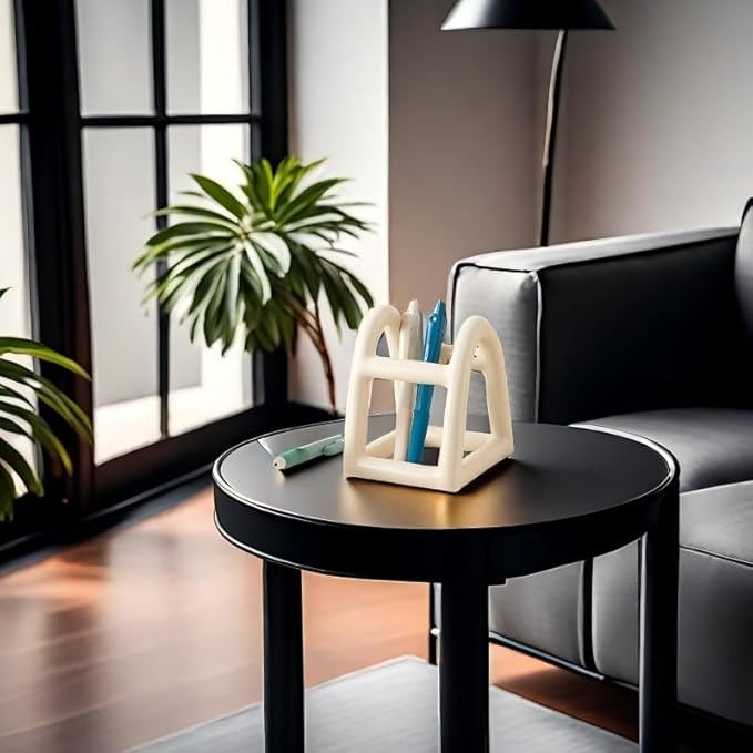 Handmade Ceramic Holder Stand for Toothbrushes, Makeup Brushes, and Pens - Minimalist Design for Bathroom Vanity and Countertops Decor (White)