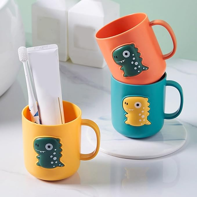 Cute Dinosaur Toothbrush Cup,Plastic Mouthwash Cup Portable Drinking Cup,Multipurpose Durable Toothbrush Holder for Bathroom Kitchen(Dark Blue)