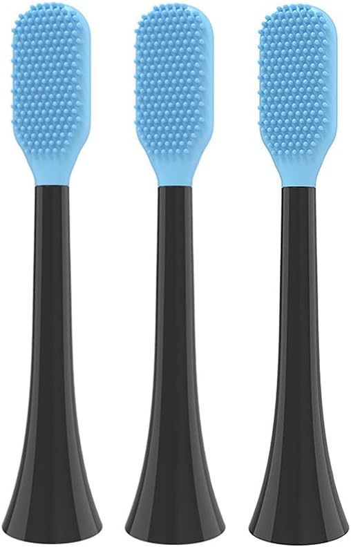 Tongue Scraper Heads Compatible with Philips Sonicare Click-On Handles – Gentle & Effective Tongue Cleaner, Fresh Breath, 3 Pack, Replacement Brush Heads (Black, one Size)