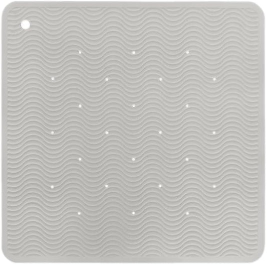 HEVEA Natural Rubber Wave Bath Mat – Square 21x21 in - Non-Slip Shower & Bathtub Mat with 364 Suction Cups, Plastic-Free & Biodegradable (Granite)