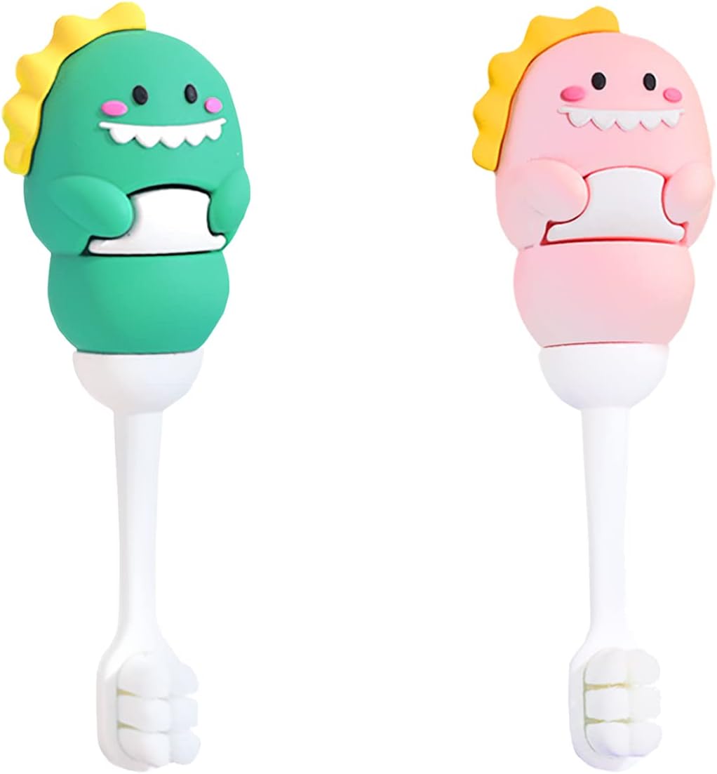 Toddler Toothbrush with Tongue Cleaner & Extra Soft Bristles | BPA-Free, Ergonomic Grip & Non-Slip Handle | Gentle Care for Kids 1-6 Years (Green, Pink)