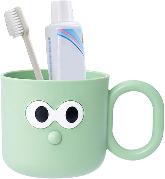 DNCG Cartoon Brush Mug, Kids Mouthwash Cup, Animal Bathroom Toothbrush Mugs, Lovely Cartoon Brush Cup, Toothbrush Cup Holder for Kids Attractive Cup, Green, IHKGWVJXPIN5LJU4TEG